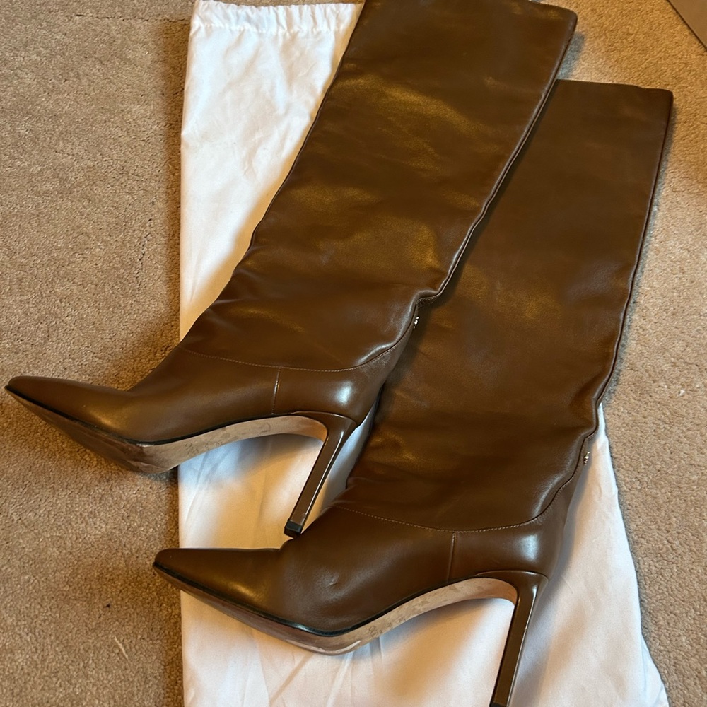 GUC Jimmy Choo brown leather boots, sz 38.5